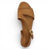 Giulia - Nude-piedes cuir camel originale - Sandales femme 42, 43, 44, 45 - Shoesissime