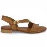 Giulia - Nude-piedes cuir camel originale - Sandales femme 42, 43, 44, 45 - Shoesissime