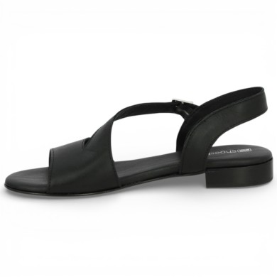 Assert your style with the "Giulia" sandal in women's plus sizes! This black leather model sculpts the foot with moder