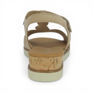 Sandale beige grande taille talon compensé 42, 42.5, 43, 44 Gabor, vue talon