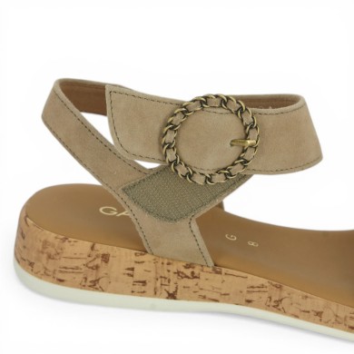 Sandale plate beige grande taille femme bride bijoux Gabor Shoesissime, vue détails