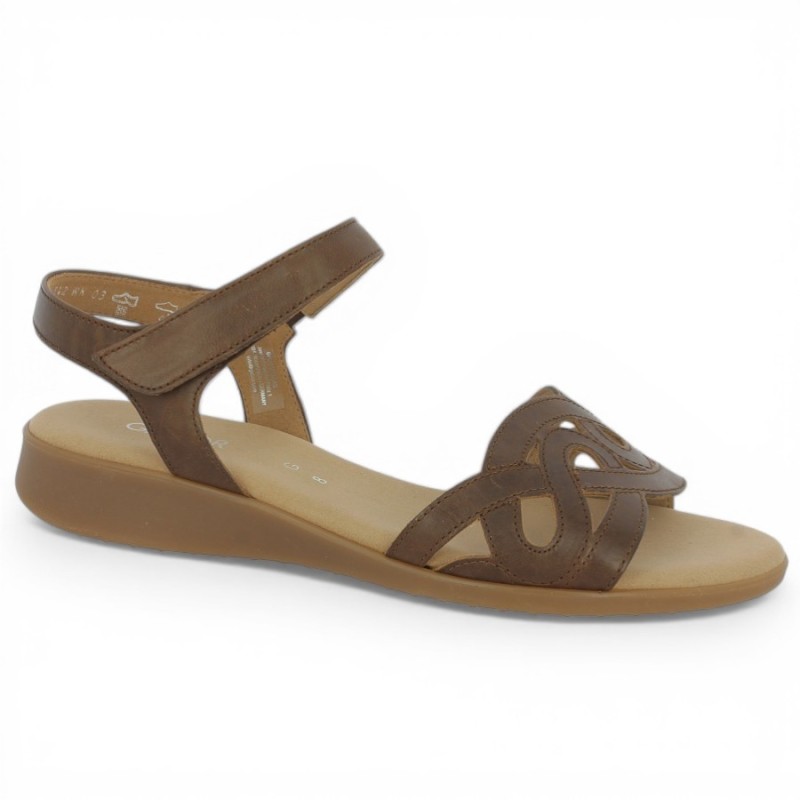 82.804.54 Nu-pieds cuir camel Gabor grande pointure Shoesissime, vue profil