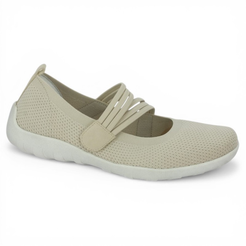 R3519-60 Ballerine à brides beige Remonte 42, 43, 44, 45 Shoesissime, vue profil