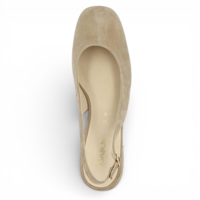 Ballerine beige Gabor ouverte au talon 8, 8.5, 9, 9.5, vue dessus