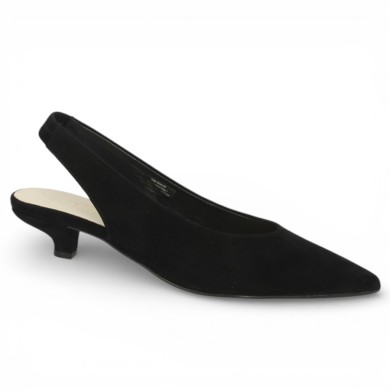 Escarpin velours noir petit talon grande taille Gabor, vue profil