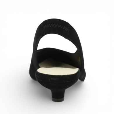 Chaussure noire petit talon ouverte à l'arrière femme 42, 42.5, 43, 44 Shoesissime, vue arrière