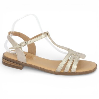 sandale dorée 42, 43, 44, 45 confort femme Geo Reino Shoesissime, vue profil