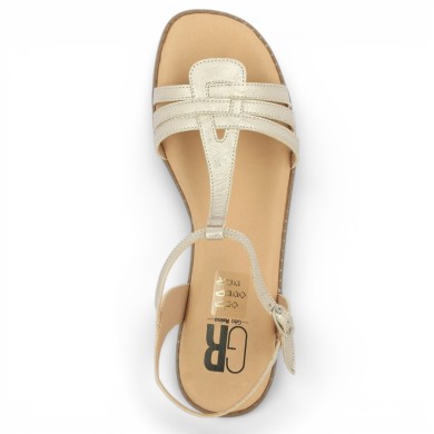 Lola - Nude-piedes dorés confort straes fines - Sandale Géo Reino 42, 43, 44, 45 - Shoesissime