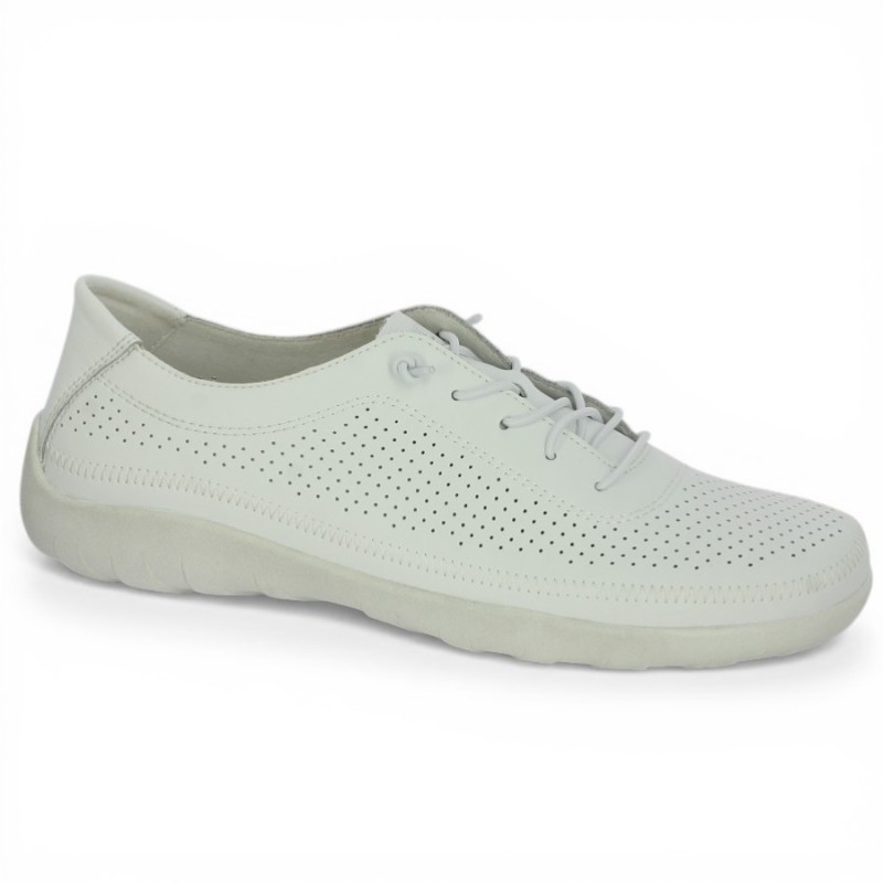 R3521-80 Baskets légère blanche grande taille femme Shoesissime, vue profil