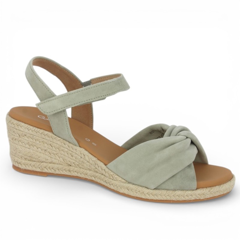 82.712.11 Sandale compensée Gabor vert taupe grande taille Shoesissime, vue profil