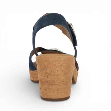 Sandale sabot liège grande taille velours bleu femme Shoesissime, vue intérieure