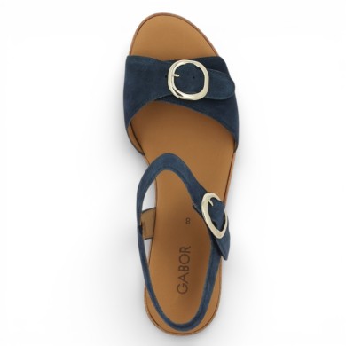 84.764.36 Nu-pieds talon velours bleu réglable Gabor grande pointure Shoesissime, vue dessus