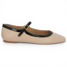 Amara - Beige and black ballerina with strap - Chaussures femme 42, 43, 44, 45 - Shoesissime