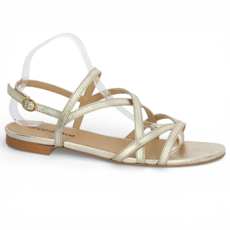 Sandale dorée plate chic 42, 43, 44, 45 Shoesissime, vue profil