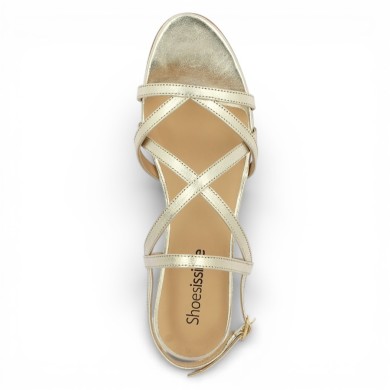 Camelia - Gold leather nude shoes large - Gold sandals large - Shoesissime