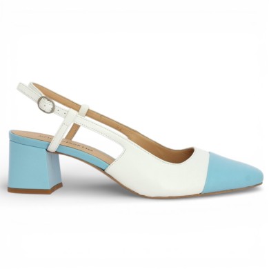 Sophie - Open pumps with blue and white heel - Sling Back 42, 43, 44, 45 - Shoesissime