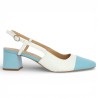 Escarpin grande pointure sling back bleu et blanc 42, 43, 44, 45 Shoesissime, vue coté