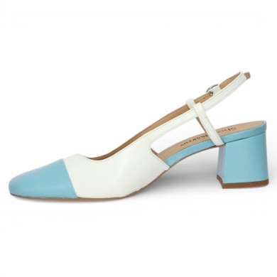 Sophie - Open pumps with blue and white heel - Sling Back 42, 43, 44, 45 - Shoesissime