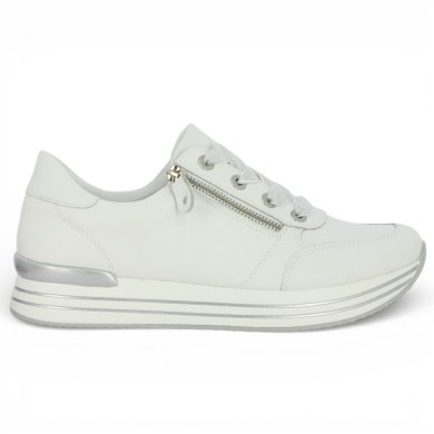 Thalia - Sneakers Remonte cuir Blanc - White women's sneakers large size - Shoesissime