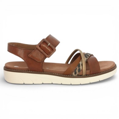 D2049-22 Sandale marron léopard grande taille femme Remonte Shoesissime, vue coté