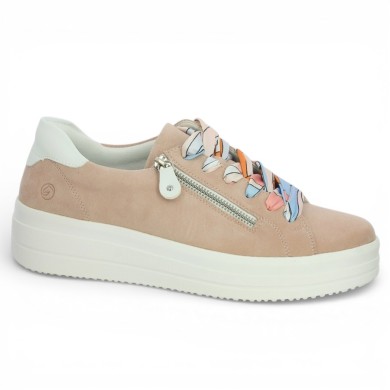 D1C06-31 Baskets Remonte rose palme lacets ruban 42, 43, 44, 45 Shoesissime, vue profil