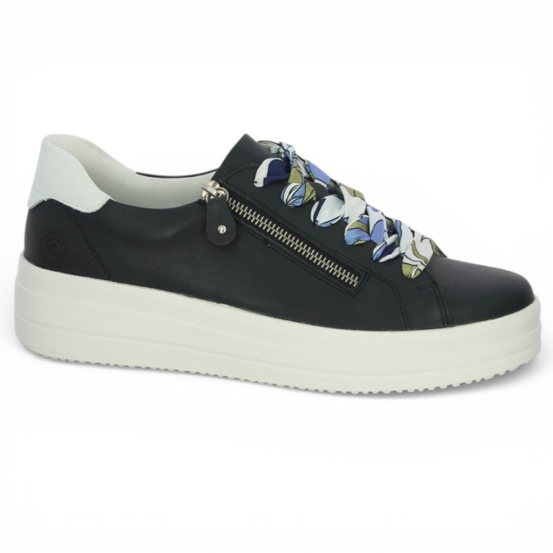 D1C06-14 Baskets bleu marine lacets ruban 42, 43, 44, 45 femme Shoesissime, vue profil