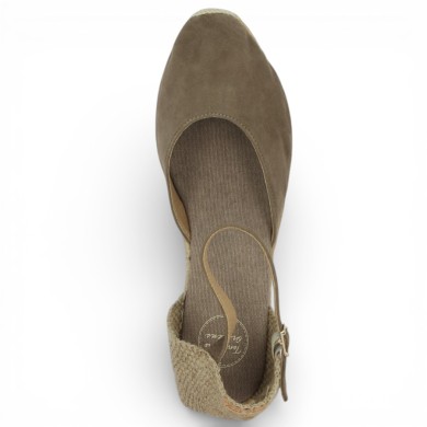 Chaussures cordes femme bride cheville velours taupe 42, 43, 44, 45 Shoesissime, vue dessus