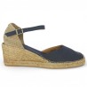 Espadrille toni pons grande taille femme textile bleu, vue coté