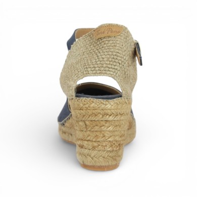 Caraibes - Espadrille talon corde toile bleu - Espadrilles Toni Pons femme 42, 43, 44, 45 - Shoesissime