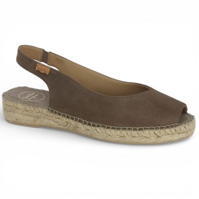 espadrille petit talon velours femme 42, 43, 44, 45 Shoesissime, vue profil