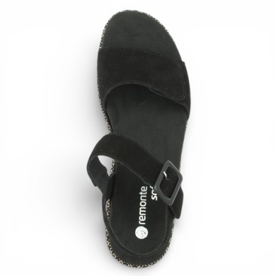 Sandale Remonte noire réglable femme 42, 43, 44, 45 Shoesissime, vue dessus