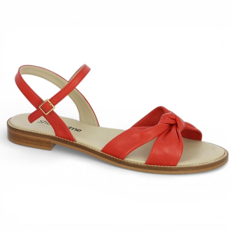 Capucine - Red leather sandals - Sandals large size - Shoesissime