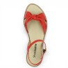 sandale plate cuir rouge grande pointure femme Shoesissime, vue dessus