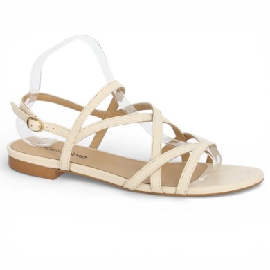 Camelia - Sandale beige plate fine brides - Nu-pieds femme grande taille - Shoesissime