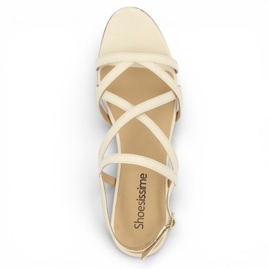 Camelia - Flat beige sandal with thin straps - Barefoot women large size - Shoesissime