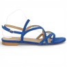 Camelia - Chic Blue Velvet Barefoot - Dress sandals large size - Shoesissime