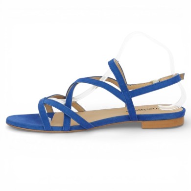 Sandales plates habillées velours bleu grande pointure femme Shoesissime, vue intérieure