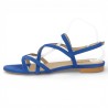 Camelia - Chic Blue Velvet Barefoot - Dress sandals large size - Shoesissime