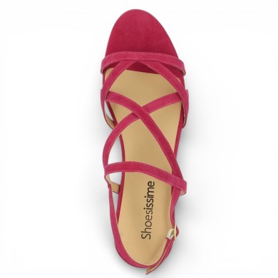 sandale plate habillée rose fushia grande pointure femme Shoesissime, vue dessus