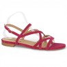 sandale plate rose fushia velours 42, 43, 44, 45 Shoesissime, vue profil