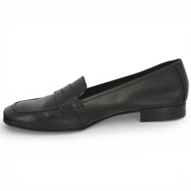 Elody - Women's soft black leather loafer - Moccasin grande pointure - Shoesissime
