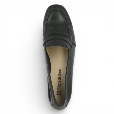 Elody - Women's soft black leather loafer - Moccasin grande pointure - Shoesissime