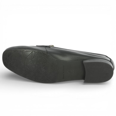 Elody - Women's soft black leather loafer - Moccasin grande pointure - Shoesissime