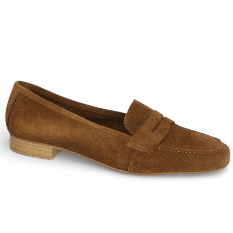 Elody - Mocassin velours marron clair - Mocassin femme 42, 43, 44, 45 - Shoesissime