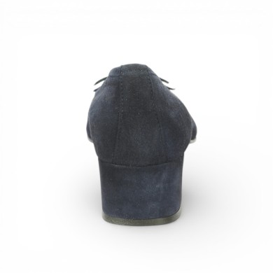 petit talon travail bleu marine nubuck souple grande pointure Shoesissime, vue arrière