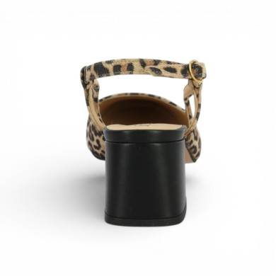 Escarpin cuir noir et léopard 42, 43, 44, 45 femme Shoesissime, vue arrière