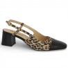 Sling back escarpin grande taille noir et léopard Shoesissime, vue profil