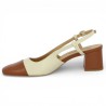 Escarpin ouvert au talon femme 42, 43, 44, 45 blanc cassé et camel Shoesissime, vue intérieure