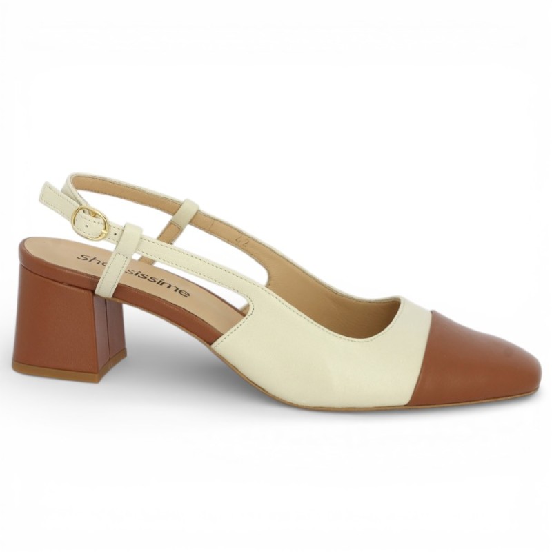 Sling back grande pointure bicolore Shoesissime, vue profil