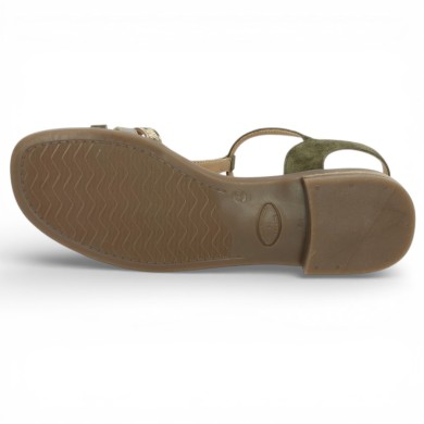 Lola - Sandale femme vert kaki plate - Sandales 42, 43, 44, 45 - Shoesissime